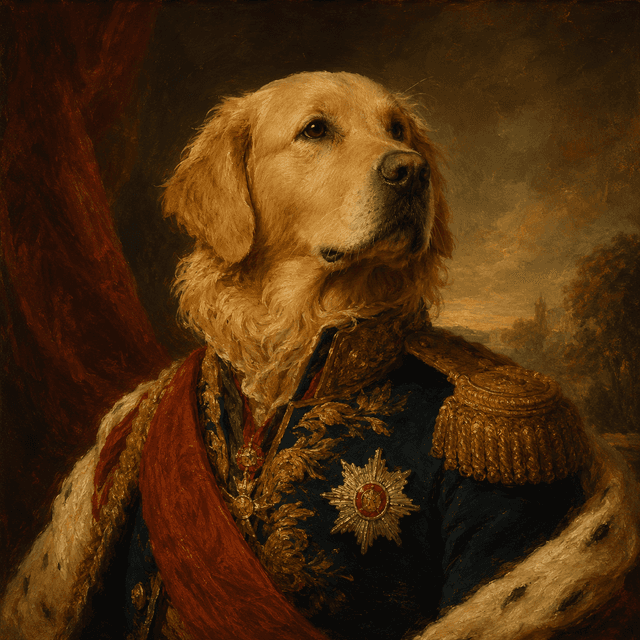 Vintage Oil pet portrait style